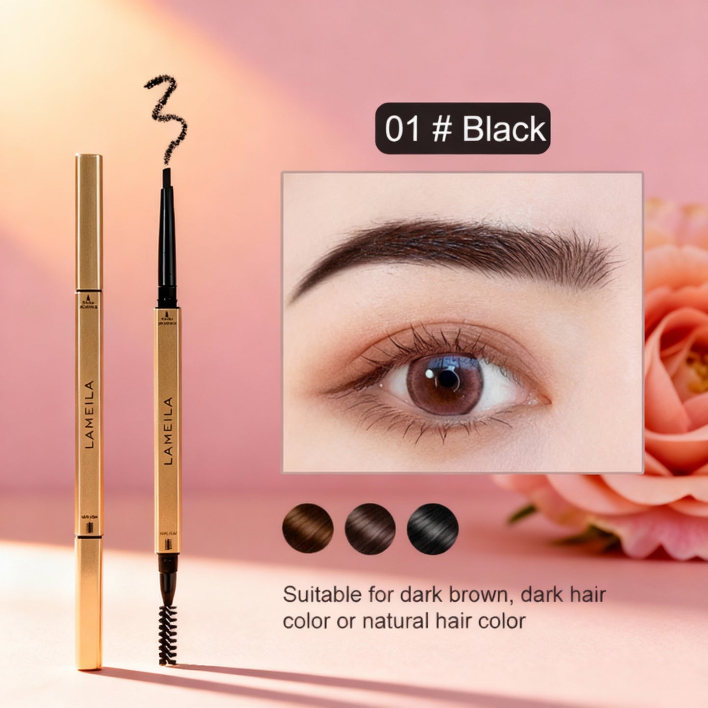 5 Colors with Brush Double Head Eyebrow Pencil Waterproof Smooth Eyebrow Stick Sweatproof Eyebrow Gel Tattoo Pencil Cosmetics