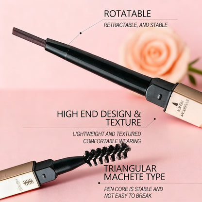 5 Colors with Brush Double Head Eyebrow Pencil Waterproof Smooth Eyebrow Stick Sweatproof Eyebrow Gel Tattoo Pencil Cosmetics