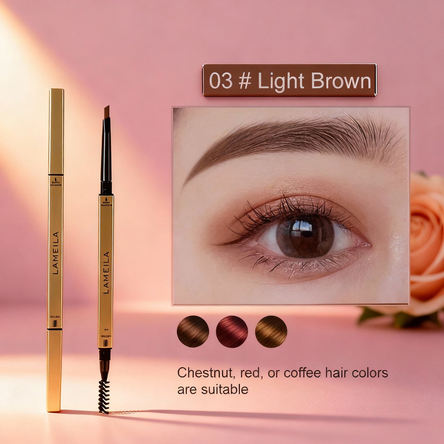 5 Colors with Brush Double Head Eyebrow Pencil Waterproof Smooth Eyebrow Stick Sweatproof Eyebrow Gel Tattoo Pencil Cosmetics