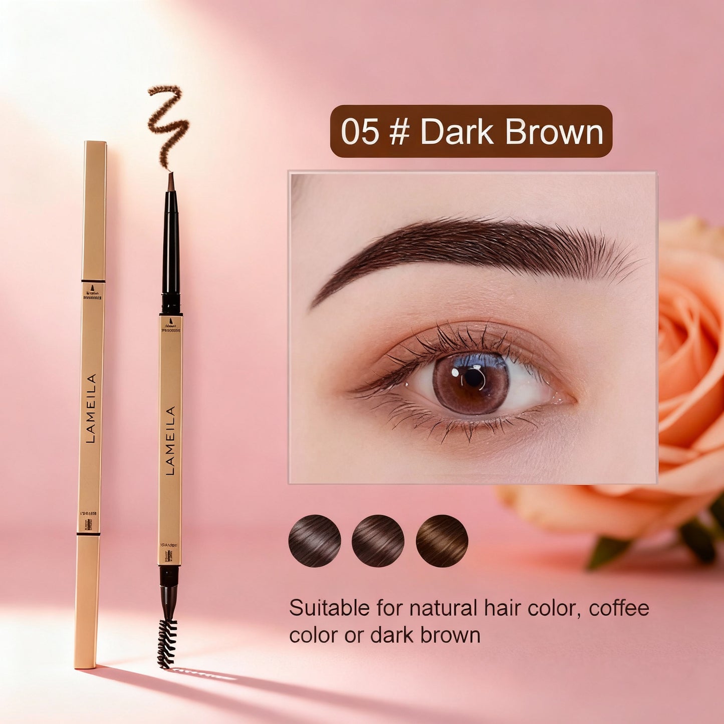 5 Colors with Brush Double Head Eyebrow Pencil Waterproof Smooth Eyebrow Stick Sweatproof Eyebrow Gel Tattoo Pencil Cosmetics