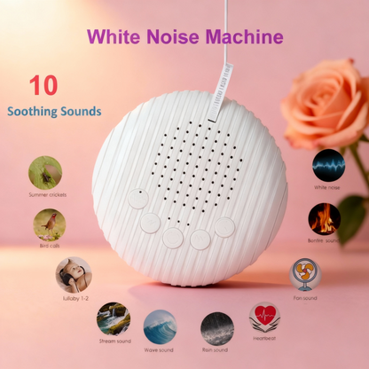 White Noise Sound Machine Portable Baby Sleep Machine 10 Soothing Sounds Volume Adjustable Built-In Rechargeable Battery USB