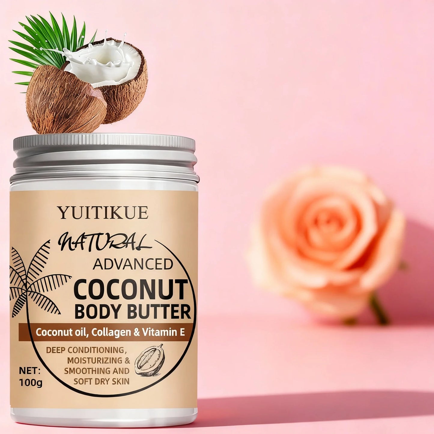 100G Coconut Body Cream - Suitable for Everyone, Firms and Moisturizes the Skin, Locks in Moisture, Leaves the Skin Soft, Refine