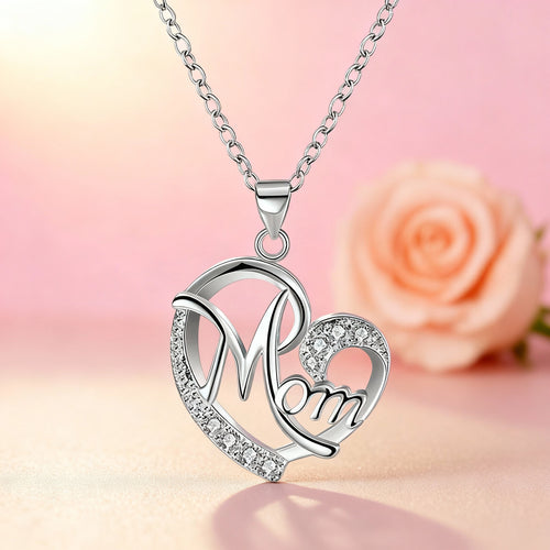 New Mother'S Day Women Necklace Love Green Cubic Zirconia Letter "I You" Exquisite Anniversary Gift Mom Fashion Jewelry
