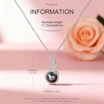 925 Sterling Silver Tahitian Black Pearl Pendant Necklace for Women Fashion Anniversary Birthday Jewelry Gifts