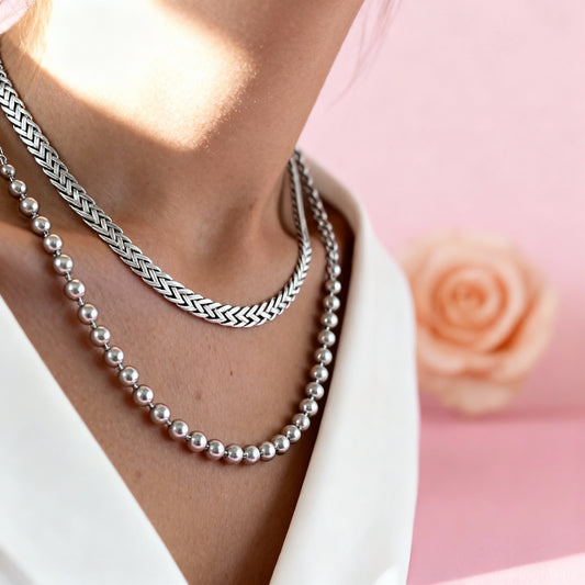 Women'S Luxury Gold Color Double Layers Beads Necklace Daily Wear Simple Design Holiday Party Jewelry Accessories