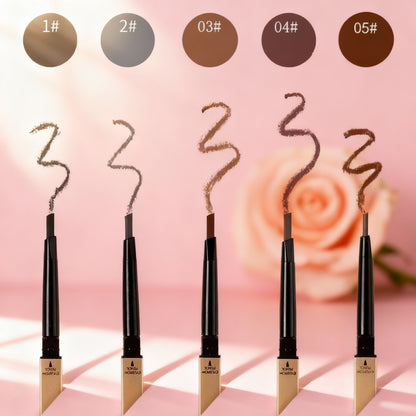 5 Colors with Brush Double Head Eyebrow Pencil Waterproof Smooth Eyebrow Stick Sweatproof Eyebrow Gel Tattoo Pencil Cosmetics