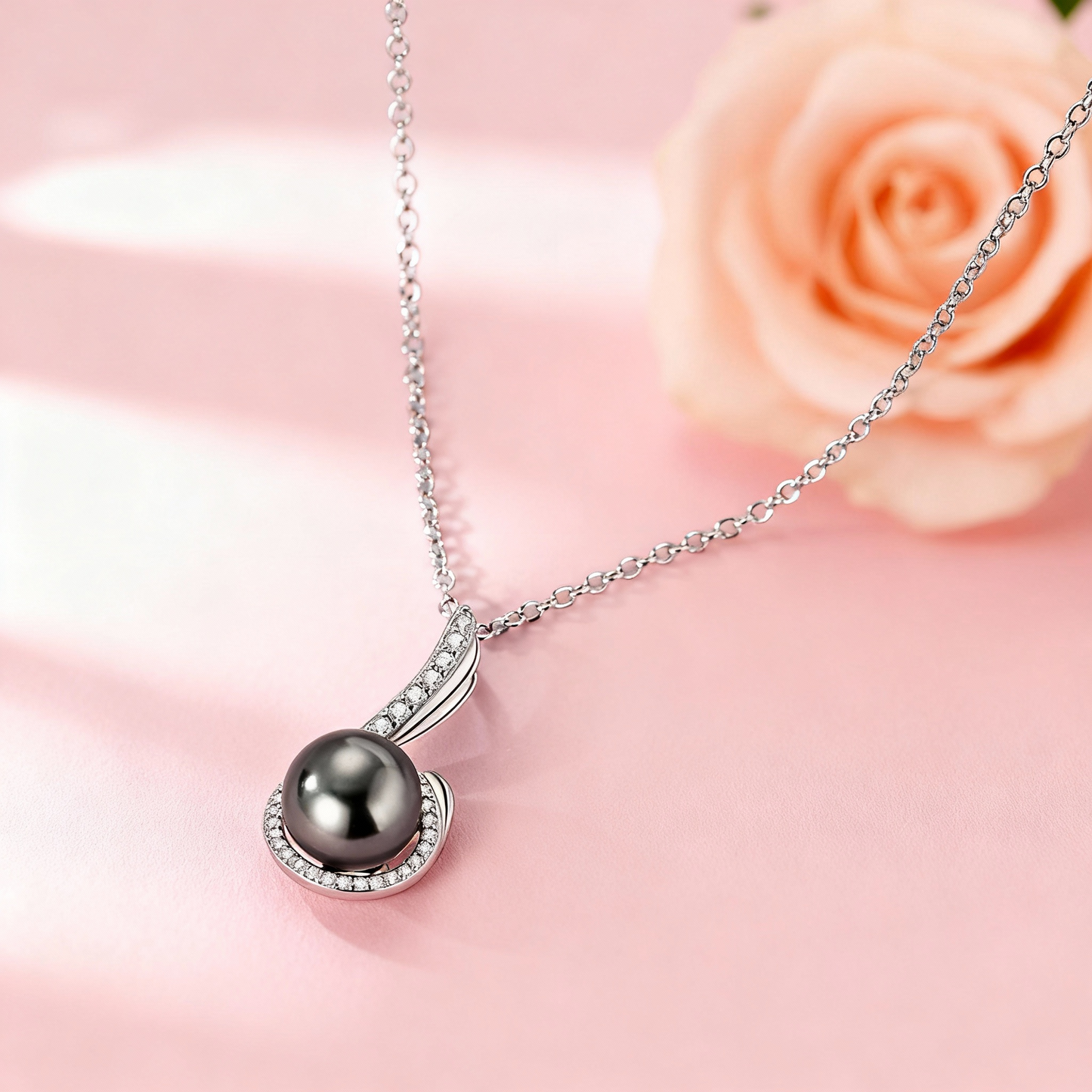 925 Sterling Silver Tahitian Black Pearl Pendant Necklace for Women Fashion Anniversary Birthday Jewelry Gifts