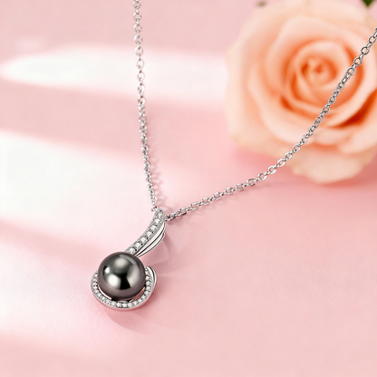 925 Sterling Silver Tahitian Black Pearl Pendant Necklace for Women Fashion Anniversary Birthday Jewelry Gifts
