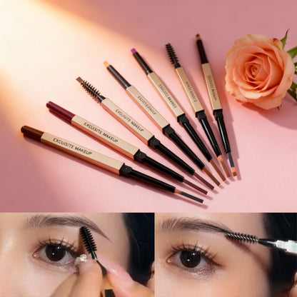 5 Colors with Brush Double Head Eyebrow Pencil Waterproof Smooth Eyebrow Stick Sweatproof Eyebrow Gel Tattoo Pencil Cosmetics