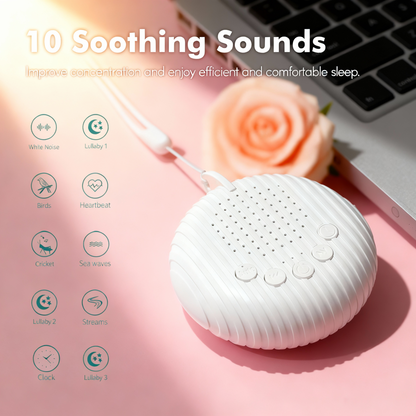 White Noise Sound Machine Portable Baby Sleep Machine 10 Soothing Sounds Volume Adjustable Built-In Rechargeable Battery USB