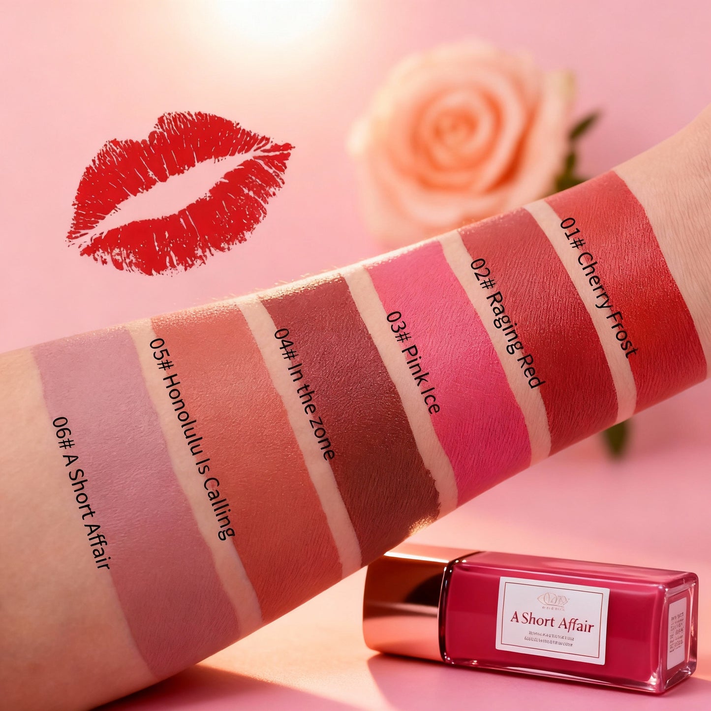 2-Piece Matte Liquid Lipstick Gift Set - Waterproof and Transfer-Proof, 24-Hour Color Payoff, Perfect for Dates and Weddings