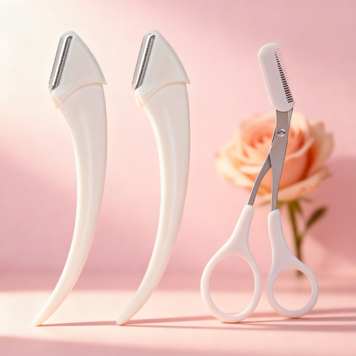 3Pcs/Set Eyebrow Trimmer Set, Precision Trimming Scissors, Curved Eyebrow Trimmer and Comb - for On-The-Go Eyebrow Grooming