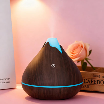 350ML Aromatherapy Essential Oil Diffuser Wood Grain Remote Control Ultrasonic Air Humidifier Cool with 7 Color LED Light