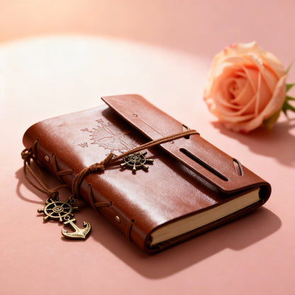 Retro Spiral Notebook Diary Notepad Vintage Pirate Anchors PU Leather Note Book Replaceable Stationery Gift Traveler Journal