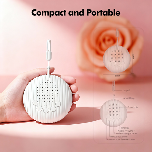 White Noise Sound Machine Portable Baby Sleep Machine 10 Soothing Sounds Volume Adjustable Built-In Rechargeable Battery USB