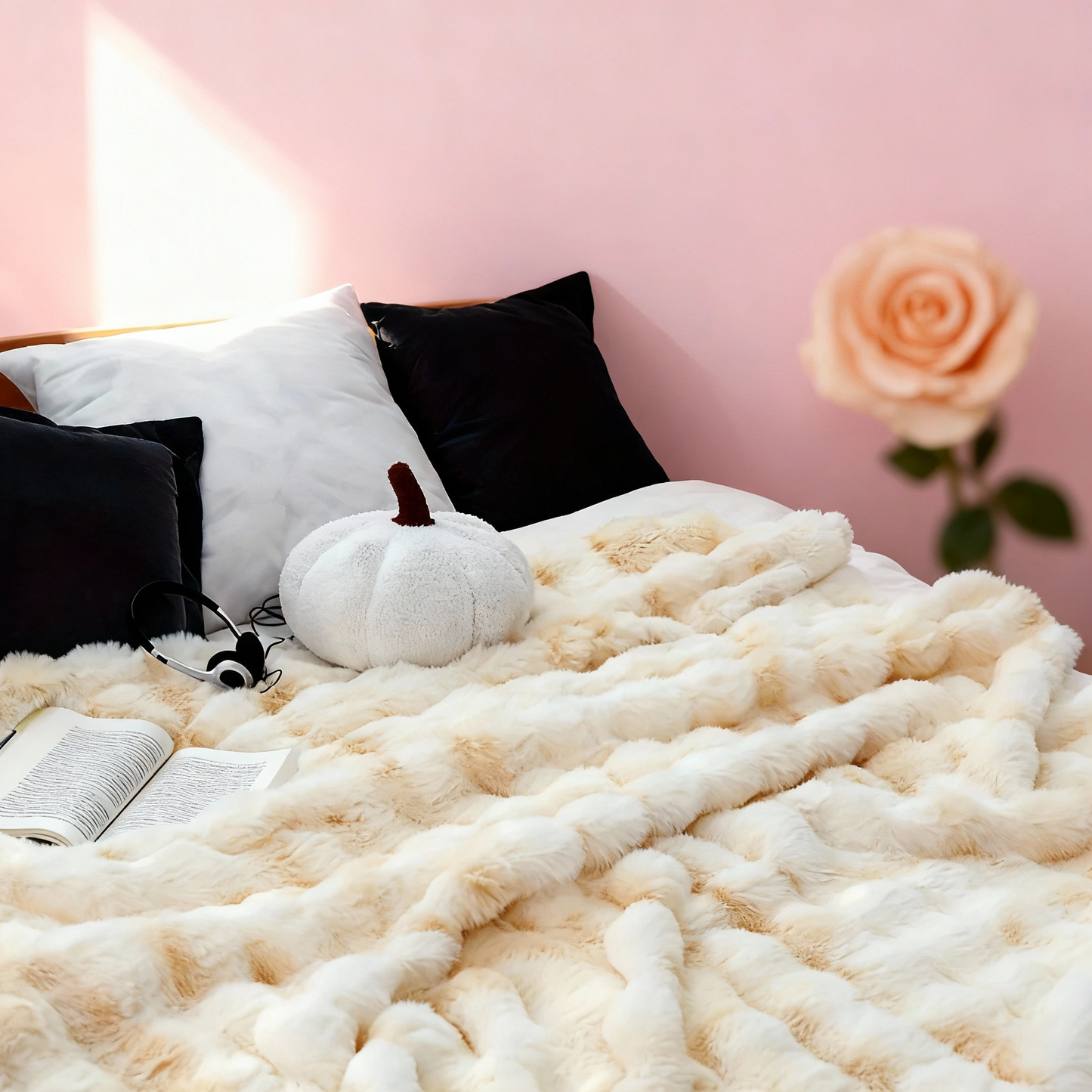 Cozy Faux Rabbit Soft, Warm, 1Pc Cozy Faux Rabbit Fleece Blanket | Throw for Bedroom, Guest Room, Living Room, Student Dormito