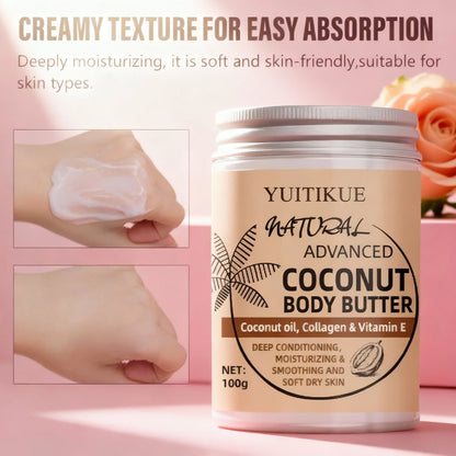 100G Coconut Body Cream - Suitable for Everyone, Firms and Moisturizes the Skin, Locks in Moisture, Leaves the Skin Soft, Refine