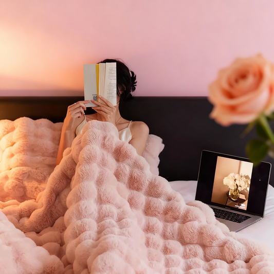 Cozy Faux Rabbit Soft, Warm, 1Pc Cozy Faux Rabbit Fleece Blanket | Throw for Bedroom, Guest Room, Living Room, Student Dormito