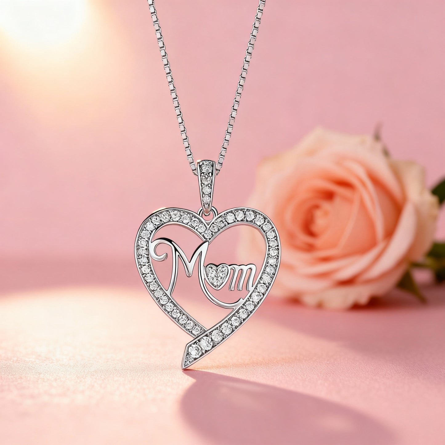 New Mother'S Day Women Necklace Love Green Cubic Zirconia Letter "I You" Exquisite Anniversary Gift Mom Fashion Jewelry