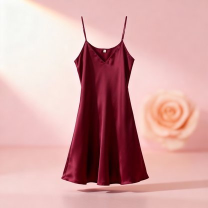 Women's Sexy Silk Satin Night Dress Sleeveless Nighties V-Neck Nightgown Nightdress plus Size Sleepwear Nightwear