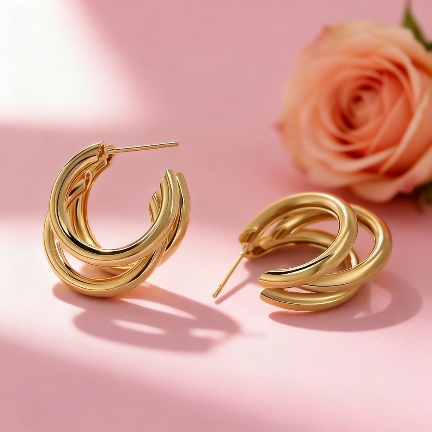 Stainless Steel Smooth Metal Chunky Hoop Earrings for Women Fashion round Circle Hoops Statement Earrings Trendy Jewelry