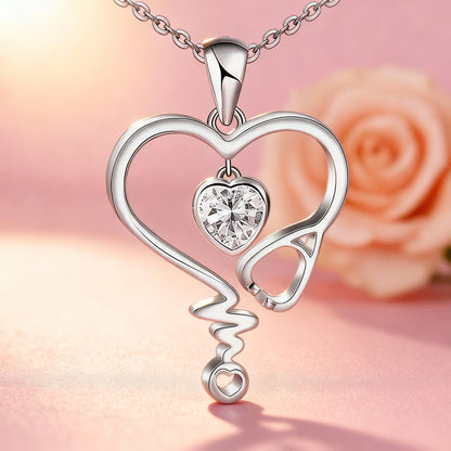 New Mother'S Day Women Necklace Love Green Cubic Zirconia Letter "I You" Exquisite Anniversary Gift Mom Fashion Jewelry