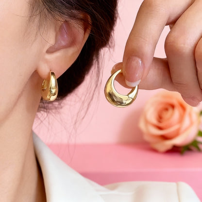 Stainless Steel Smooth Metal Chunky Hoop Earrings for Women Fashion round Circle Hoops Statement Earrings Trendy Jewelry