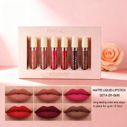 Gift 6Pc/Set Matte Velvet Lip Gloss Waterproof Long-Lasting Liquid Lipstick Cosmetic Beauty Keep 24 Hours Makeup