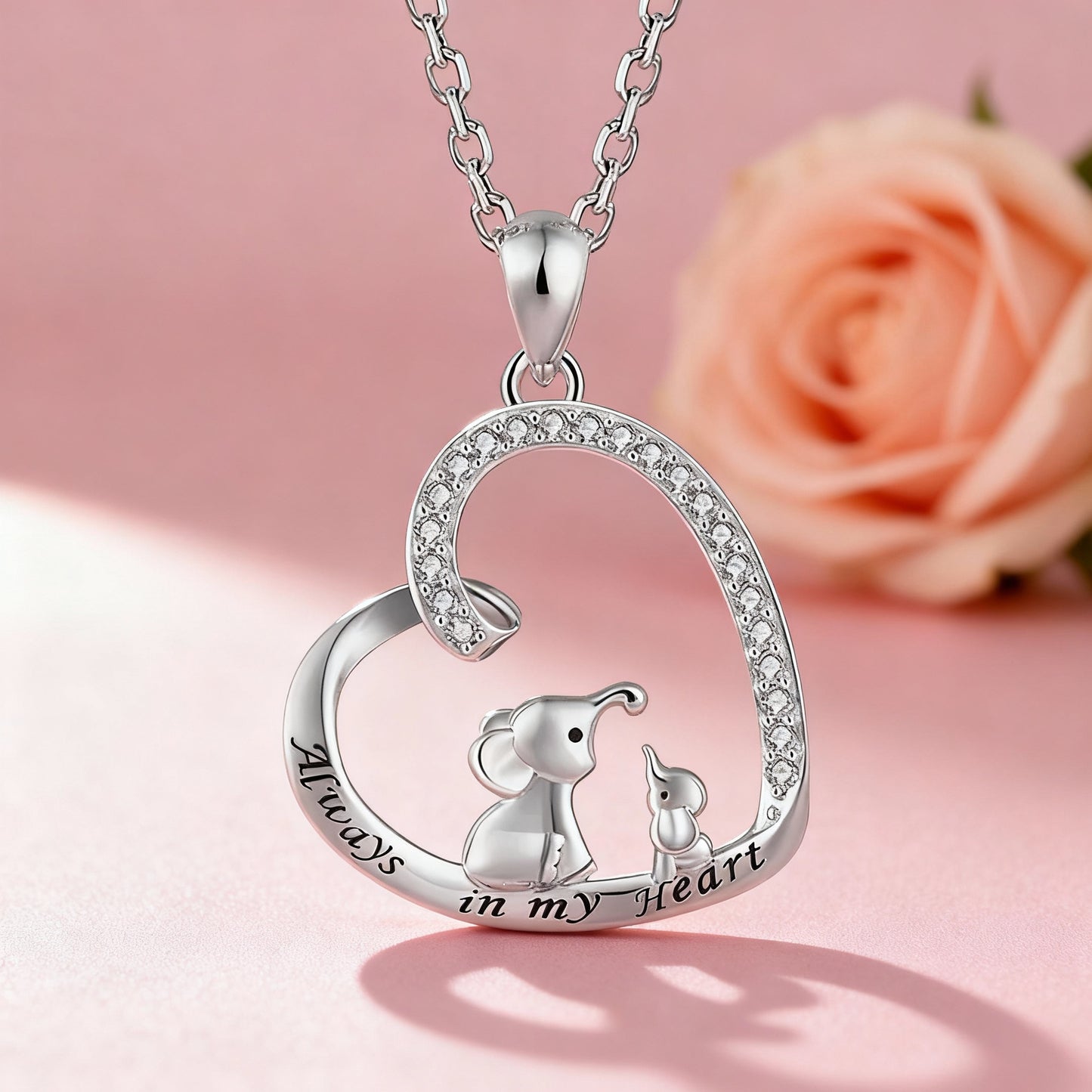 New Mother'S Day Women Necklace Love Green Cubic Zirconia Letter "I You" Exquisite Anniversary Gift Mom Fashion Jewelry