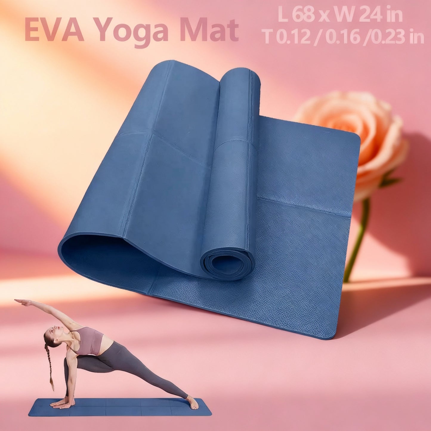 Yoga Mat Pilates Fitness Mat 3/4/6Mm Thickness Non Slip Yoga Cushion Travel Fitness Exercise Pad for Women Home Gym Floor Workout