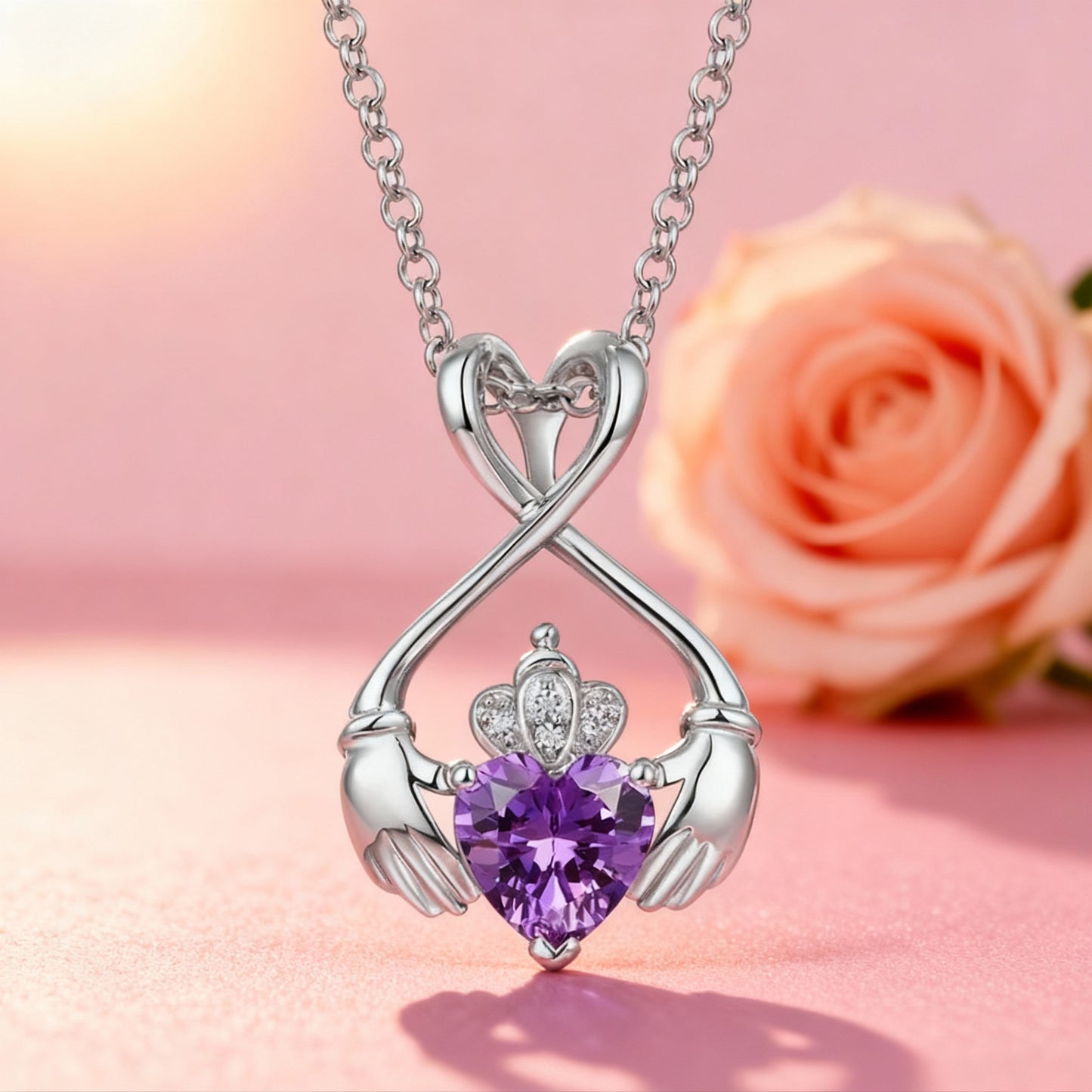 New Mother'S Day Women Necklace Love Green Cubic Zirconia Letter "I You" Exquisite Anniversary Gift Mom Fashion Jewelry