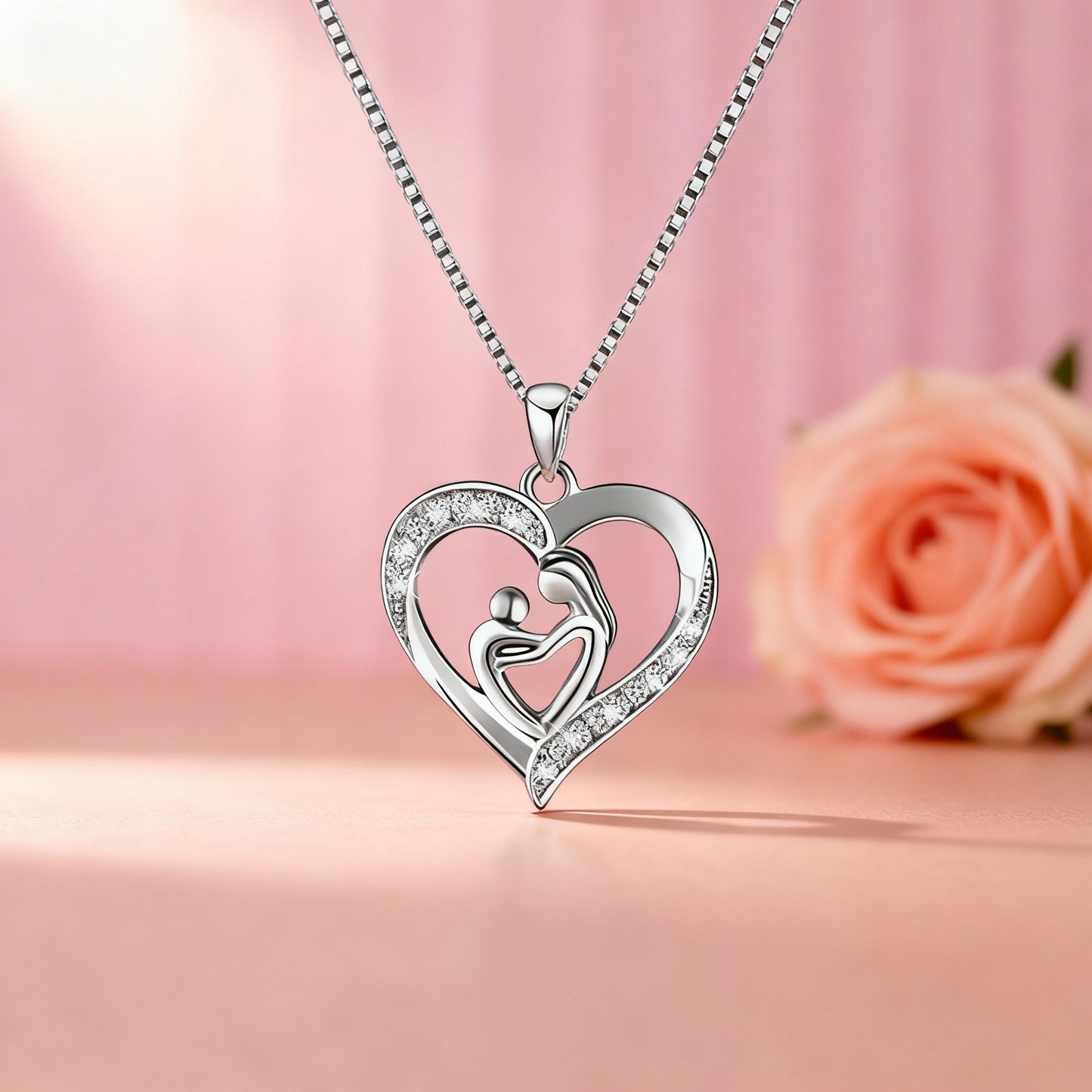 New Mother'S Day Women Necklace Love Green Cubic Zirconia Letter "I You" Exquisite Anniversary Gift Mom Fashion Jewelry