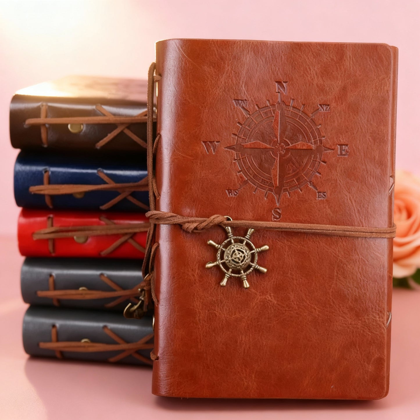 Retro Spiral Notebook Diary Notepad Vintage Pirate Anchors PU Leather Note Book Replaceable Stationery Gift Traveler Journal