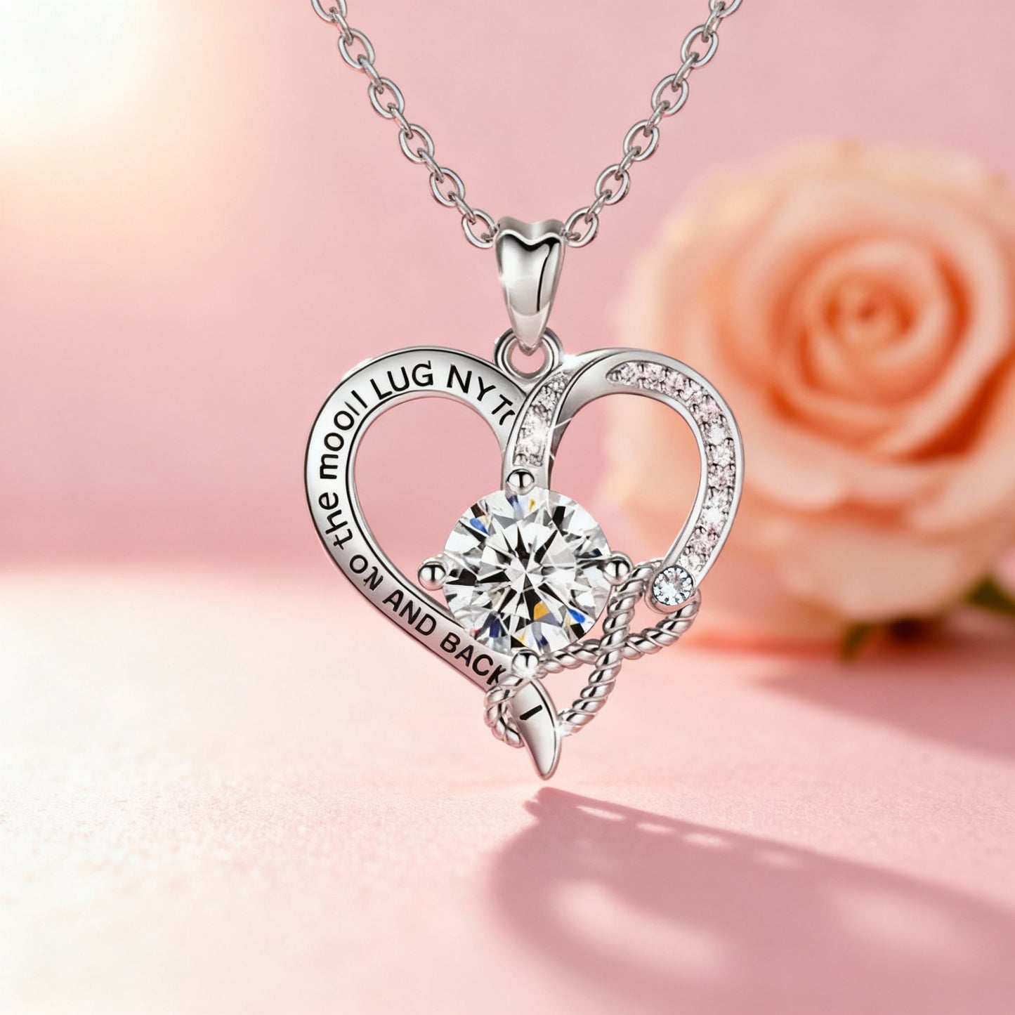 New Mother'S Day Women Necklace Love Green Cubic Zirconia Letter "I You" Exquisite Anniversary Gift Mom Fashion Jewelry