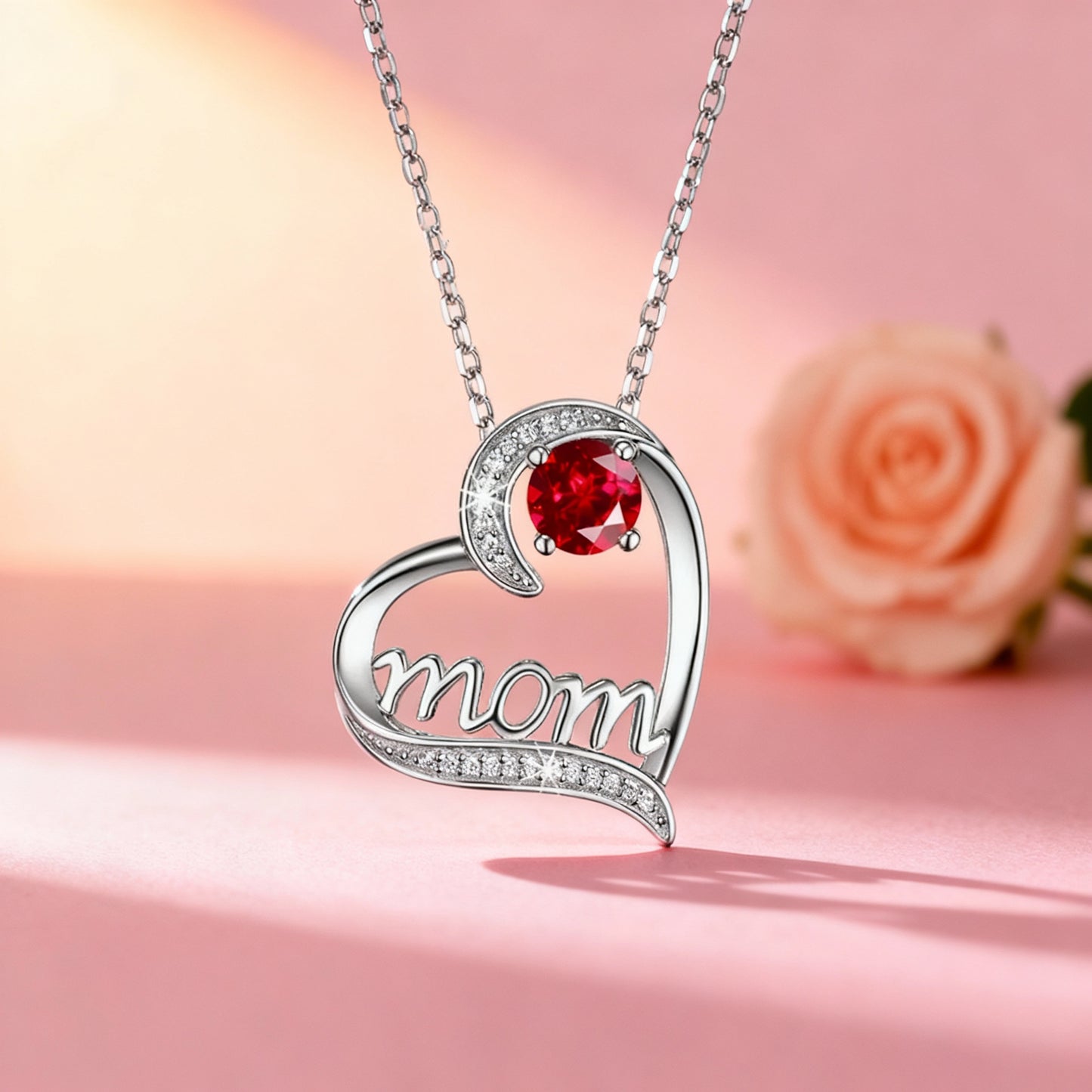New Mother'S Day Women Necklace Love Green Cubic Zirconia Letter "I You" Exquisite Anniversary Gift Mom Fashion Jewelry