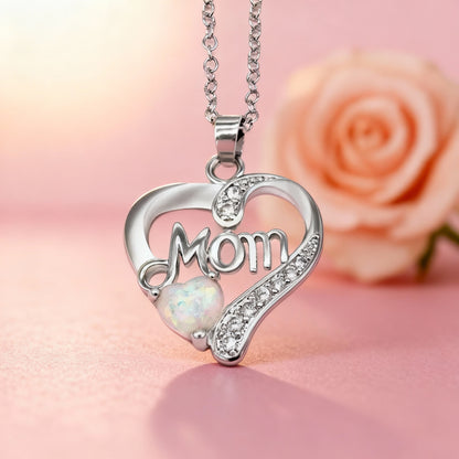 New Mother'S Day Women Necklace Love Green Cubic Zirconia Letter "I You" Exquisite Anniversary Gift Mom Fashion Jewelry