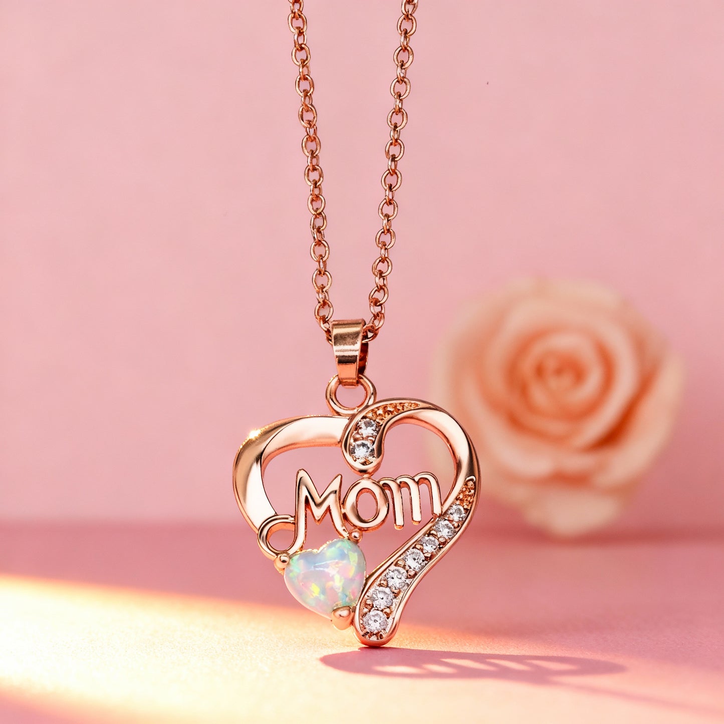 New Mother'S Day Women Necklace Love Green Cubic Zirconia Letter "I You" Exquisite Anniversary Gift Mom Fashion Jewelry