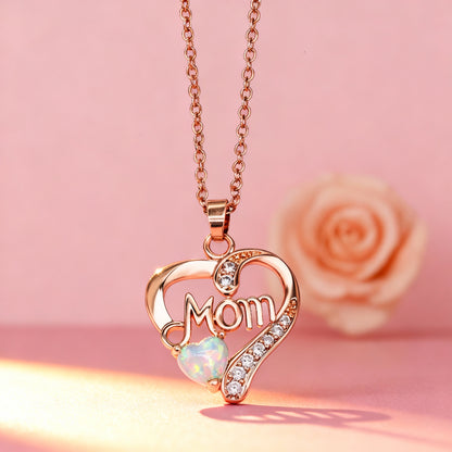 New Mother'S Day Women Necklace Love Green Cubic Zirconia Letter "I You" Exquisite Anniversary Gift Mom Fashion Jewelry