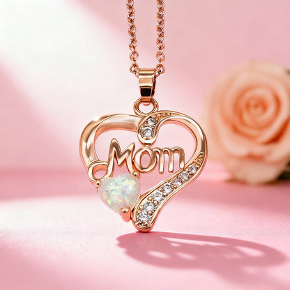 New Mother'S Day Women Necklace Love Green Cubic Zirconia Letter "I You" Exquisite Anniversary Gift Mom Fashion Jewelry