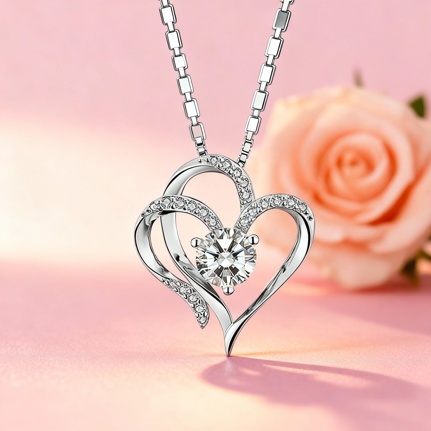 New Mother'S Day Women Necklace Love Green Cubic Zirconia Letter "I You" Exquisite Anniversary Gift Mom Fashion Jewelry