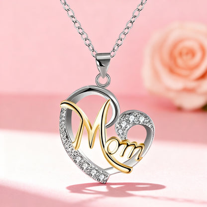 New Mother'S Day Women Necklace Love Green Cubic Zirconia Letter "I You" Exquisite Anniversary Gift Mom Fashion Jewelry