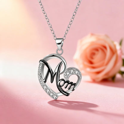 New Mother'S Day Women Necklace Love Green Cubic Zirconia Letter "I You" Exquisite Anniversary Gift Mom Fashion Jewelry